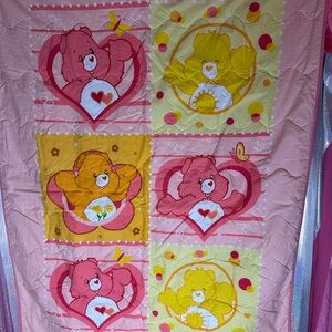 Vintage Care Bears Pink Nursery Toddler Bed Quilt  Coverlet Comforter Blanket